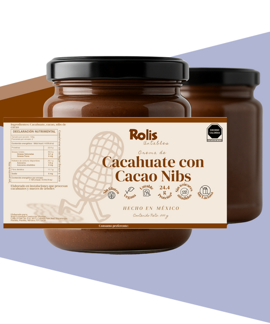 Crema de Cacahuate con Cacao Nibs